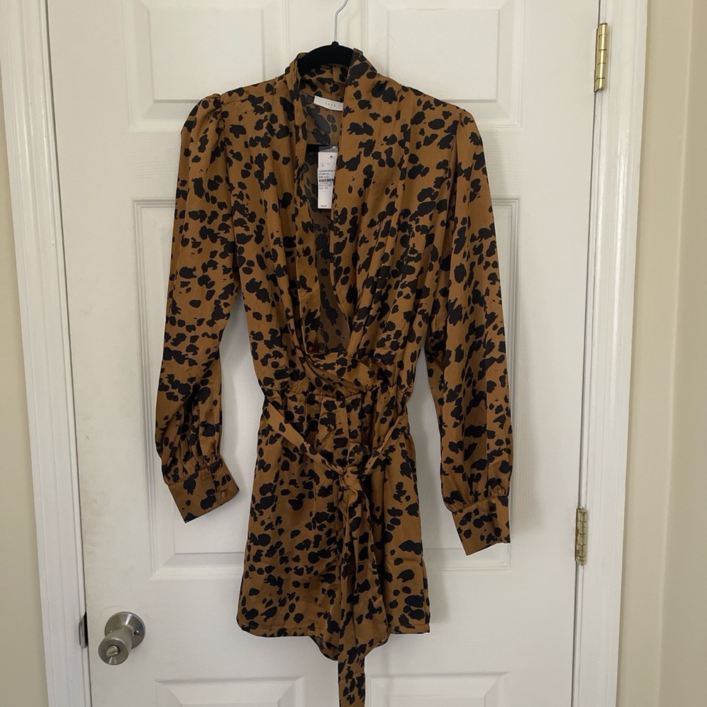 Brown and black silk romper